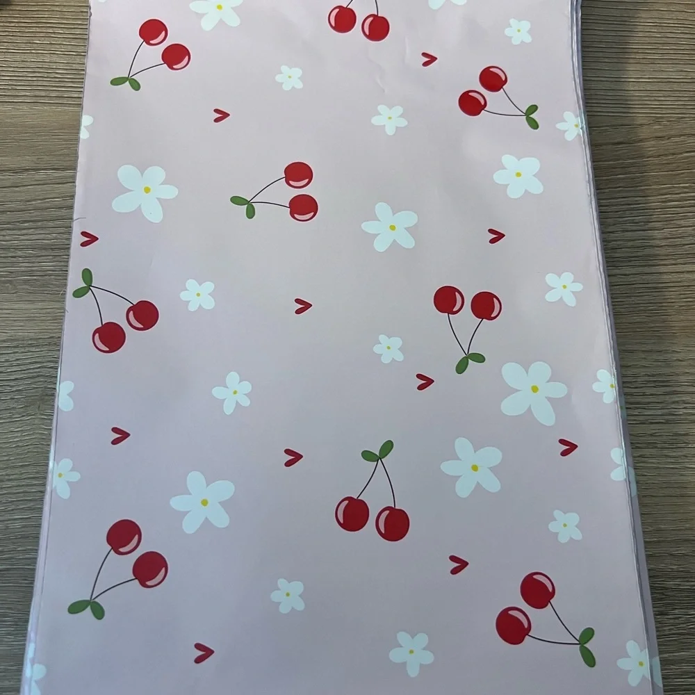 50PC Small Shipping Bundle-25(7.5x10.5) Cherry Poly Mailers + 25 Thank You Cards